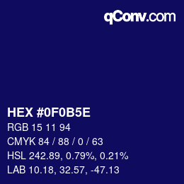カラーコード: HEX #0F0B5E | qconv.com