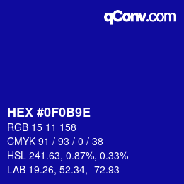 颜色代码: HEX #0F0B9E | qconv.com