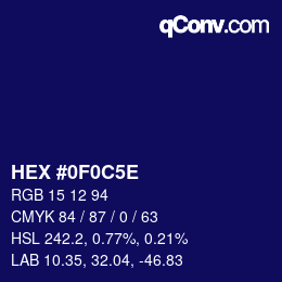 カラーコード: HEX #0F0C5E | qconv.com
