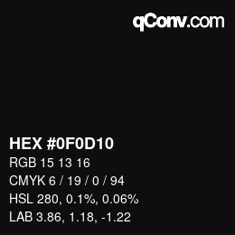 颜色代码: HEX #0F0D10 | qconv.com