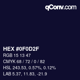 颜色代码: HEX #0F0D2F | qconv.com