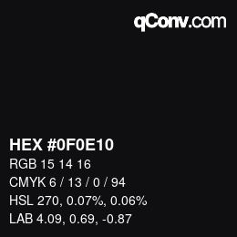 Color code: HEX #0F0E10 | qconv.com