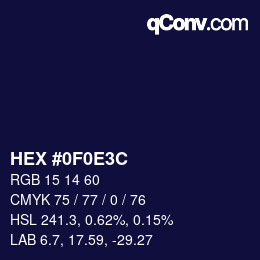 Color code: HEX #0F0E3C | qconv.com