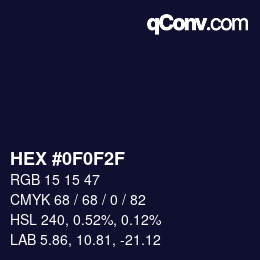 Color code: HEX #0F0F2F | qconv.com