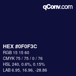 Color code: HEX #0F0F3C | qconv.com