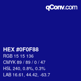 Color code: HEX #0F0F88 | qconv.com