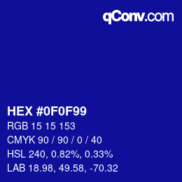 Color code: HEX #0F0F99 | qconv.com