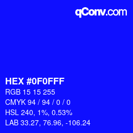 颜色代码: HEX #0F0FFF | qconv.com