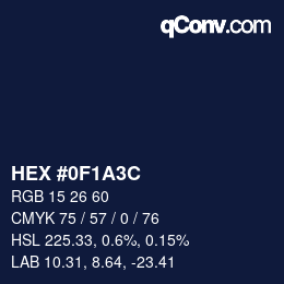 Color code: HEX #0F1A3C | qconv.com