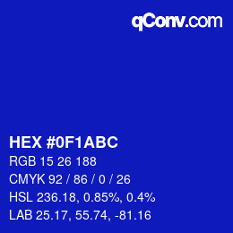Farbcode: HEX #0F1ABC | qconv.com