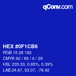 カラーコード: HEX #0F1CB6 | qconv.com
