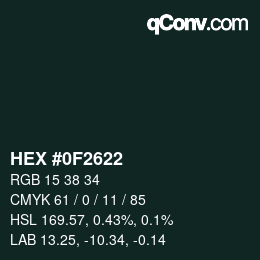 Farbcode: HEX #0F2622 | qconv.com