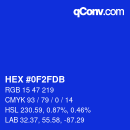 カラーコード: HEX #0F2FDB | qconv.com