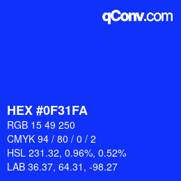 Color code: HEX #0F31FA | qconv.com