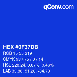 カラーコード: HEX #0F37DB | qconv.com