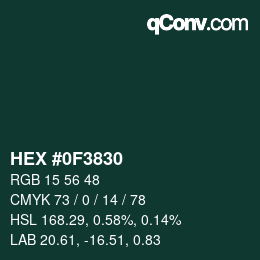 Color code: HEX #0F3830 | qconv.com