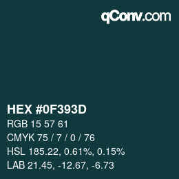 Color code: HEX #0F393D | qconv.com