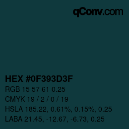 颜色代码: HEX #0F393D3F | qconv.com