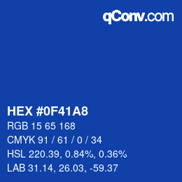 颜色代码: HEX #0F41A8 | qconv.com