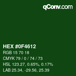 颜色代码: HEX #0F4612 | qconv.com