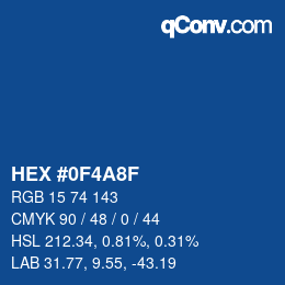 Color code: HEX #0F4A8F | qconv.com