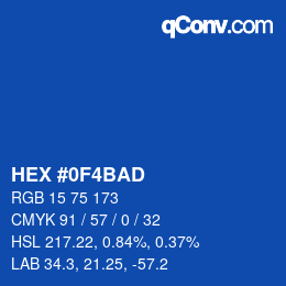 Farbcode: HEX #0F4BAD | qconv.com