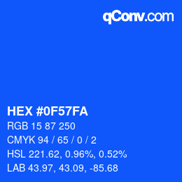 Farbcode: HEX #0F57FA | qconv.com