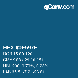 Color code: HEX #0F597E | qconv.com