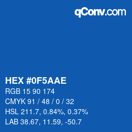 颜色代码: HEX #0F5AAE | qconv.com