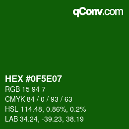 Color code: HEX #0F5E07 | qconv.com