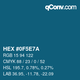 Color code: HEX #0F5E7A | qconv.com