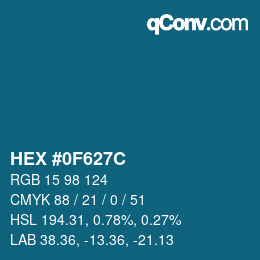 Color code: HEX #0F627C | qconv.com