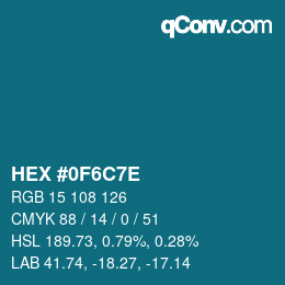 Color code: HEX #0F6C7E | qconv.com