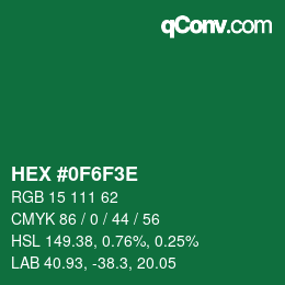 Color code: HEX #0F6F3E | qconv.com