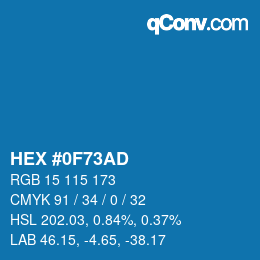 Color code: HEX #0F73AD | qconv.com