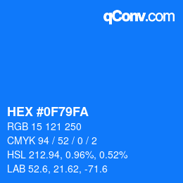 颜色代码: HEX #0F79FA | qconv.com