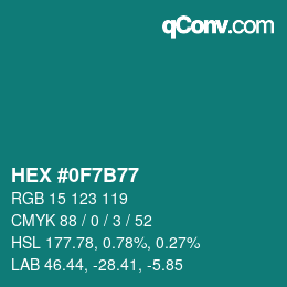 Color code: HEX #0F7B77 | qconv.com