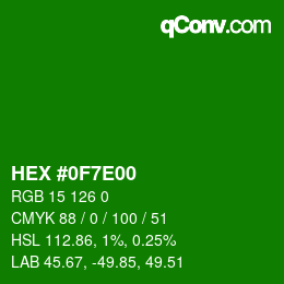 Color code: HEX #0F7E00 | qconv.com