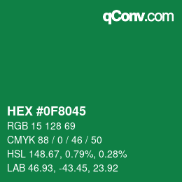 颜色代码: HEX #0F8045 | qconv.com