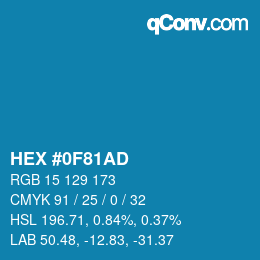 Color code: HEX #0F81AD | qconv.com