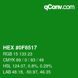 Color code: HEX #0F8517 | qconv.com