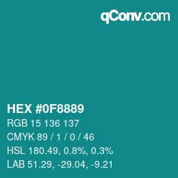 Color code: HEX #0F8889 | qconv.com