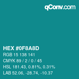 Color code: HEX #0F8A8D | qconv.com