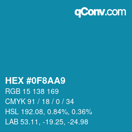 Farbcode: HEX #0F8AA9 | qconv.com