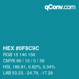 Color code: HEX #0F8C9C | qconv.com