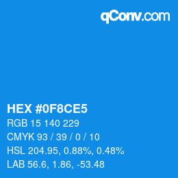 Farbcode: HEX #0F8CE5 | qconv.com