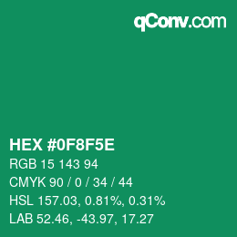 カラーコード: HEX #0F8F5E | qconv.com