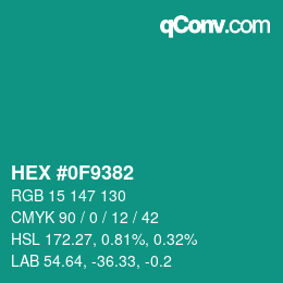 Color code: HEX #0F9382 | qconv.com