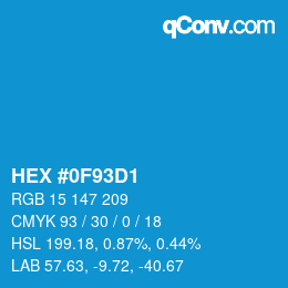カラーコード: HEX #0F93D1 | qconv.com