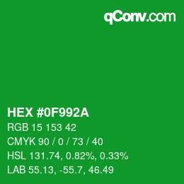 Color code: HEX #0F992A | qconv.com